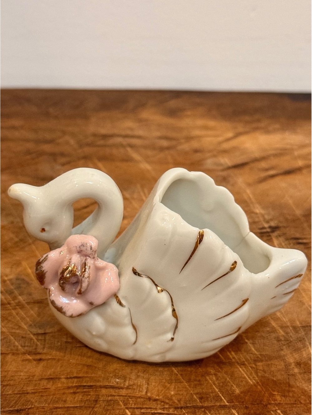 Vintage White Swan Ceramic Toothpick Holder Made in Japan